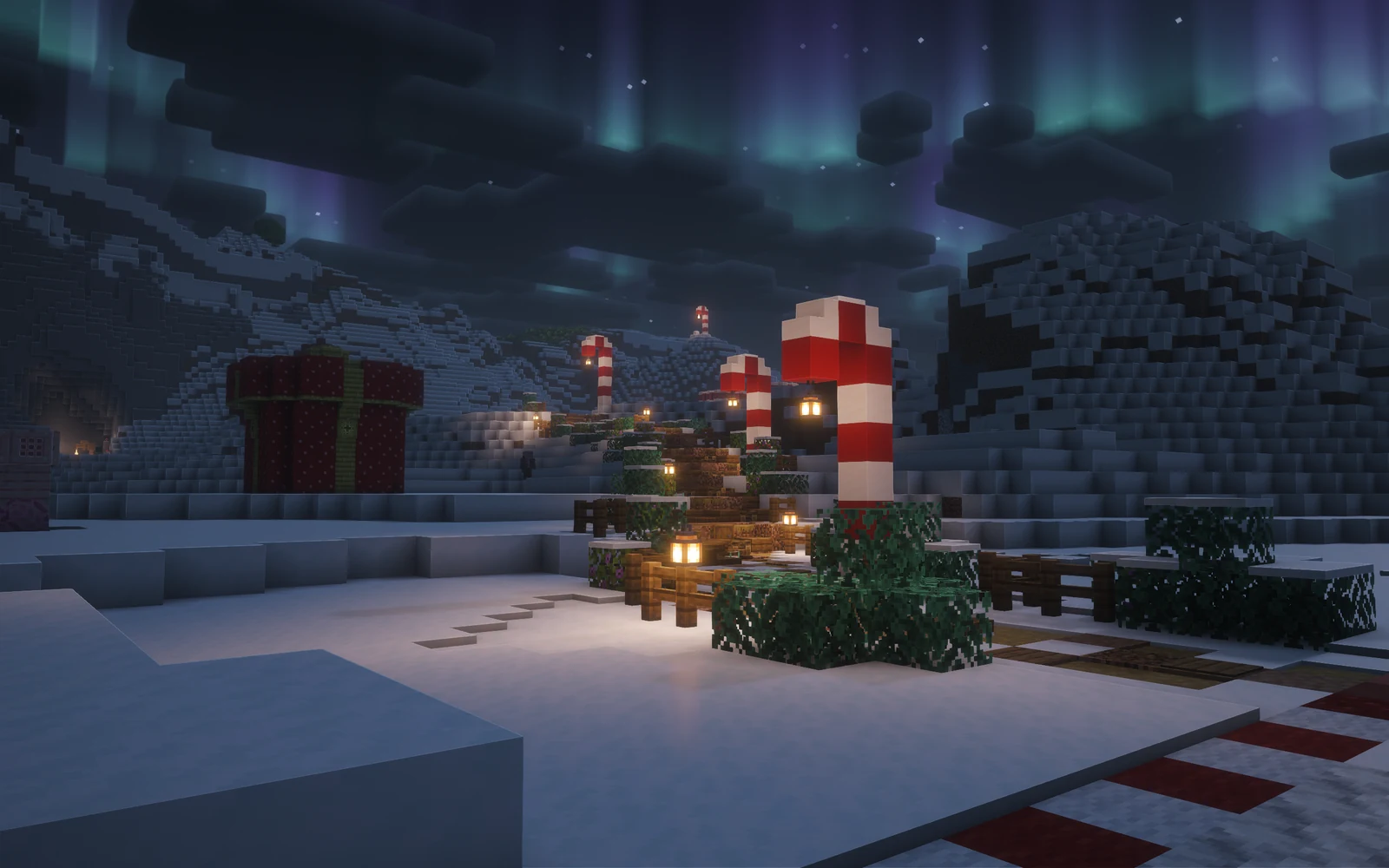 Screenshot showing the Christmas spawn during the Open Beta from another area.